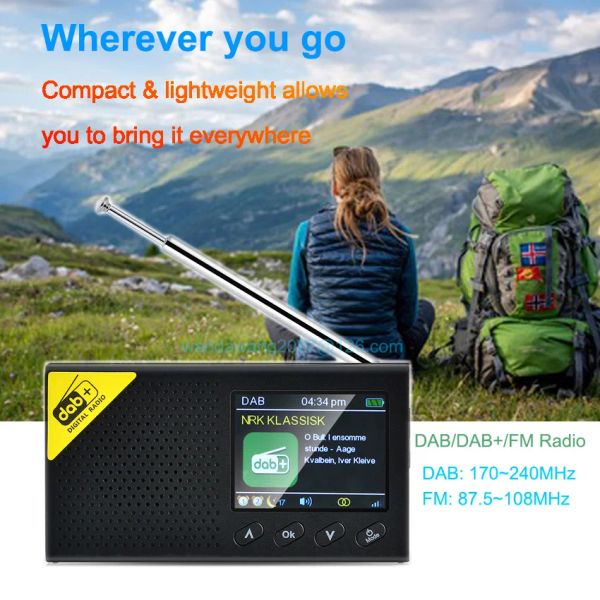 Radio Dab Plus Radio Small Personal Portable Digital Radio con batteria ricaricabile per sport, corsa, jogging (nero)