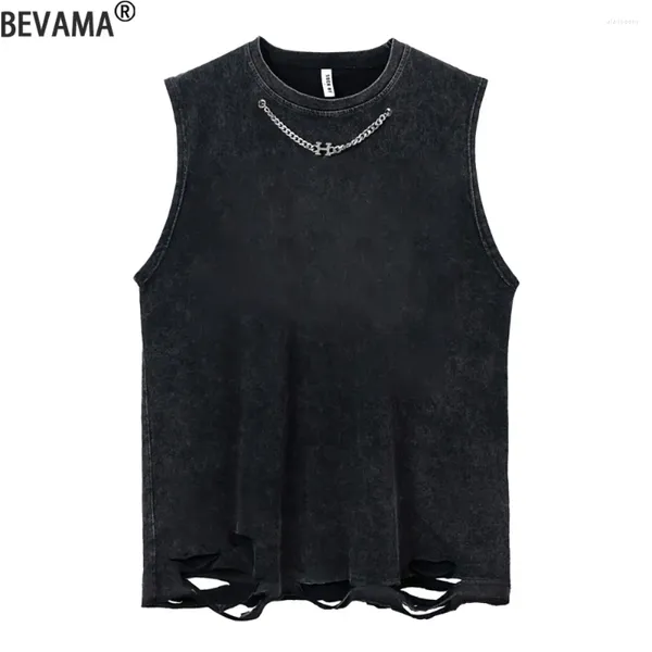 Männer Tank Tops Sommer Herren Gewaschen Vintage Weste Ärmelloses T-shirt Plus Größe Hip Hop Streetwear Mit Kette Frauen männer Tees