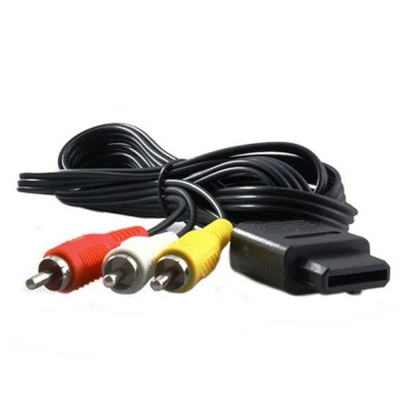 Кабели 10 шт. Высококачественный 180 см 6 футов AV TV Vice RCA -кабель для игрового куба для SNES для Nintend для N64 64 Fast Shipping