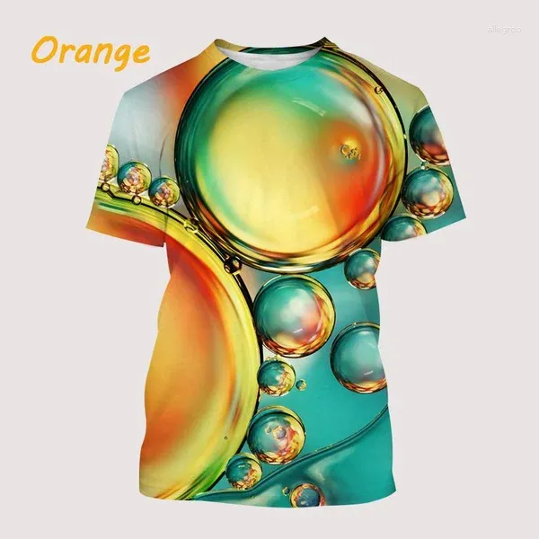 Camiseta masculina verão bolha camiseta 3d impressão de gota de chuva unissex tendência de manga curta camisa de moda