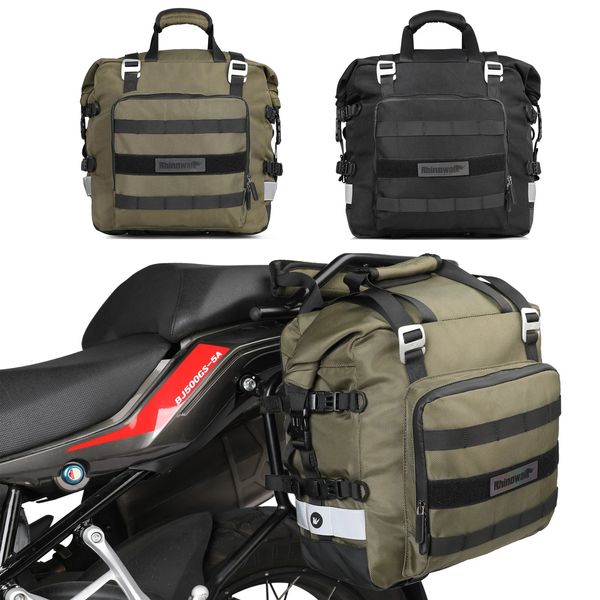 Rhinowalk bolsa para motocicleta 100% à prova d'água, 20l, ajuste universal, bolsa lateral para bagagem, garfo de armazenamento lateral 240219
