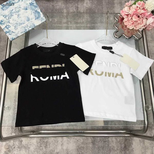 Mode Baby T-Shirts Sommer Zwei-Ton-Buchstaben Druckkind Top Size 100-150 cm Designer Kinder Kleidung Mädchen Kurzarm Baumwolljungen Tees 24 Februar20