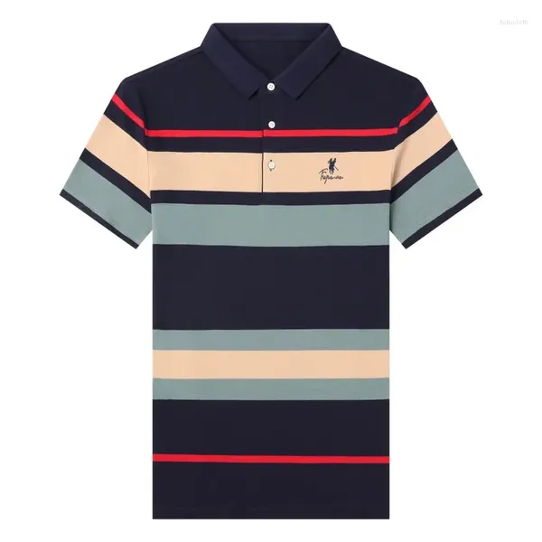Herren-T-Shirts 2024 Sommer Koreanische Version Polo-Hemd-Farb passende Mode dünne Stickerei Casual Kurzärmer T-Shirt