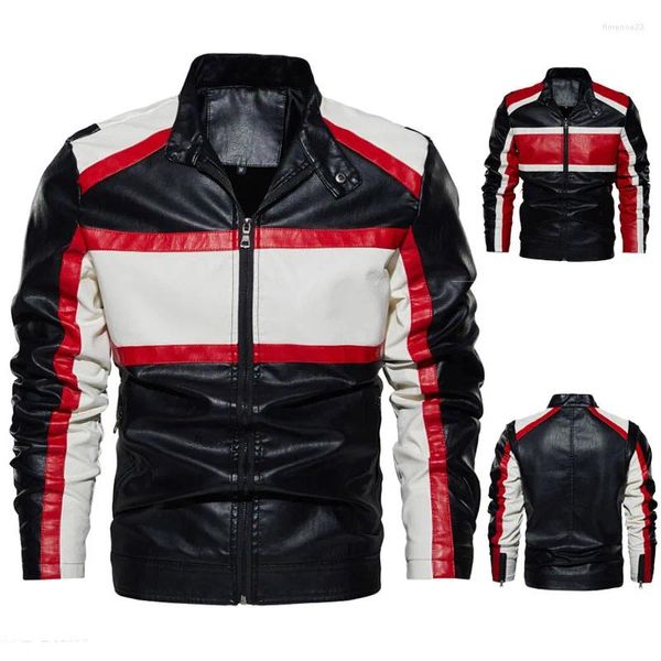 Herrenjacken Mode Biker Dünne Lederjacke Stehkragen Motorrad Reißverschluss Windjacke Ropa De Hombre Slim Mantel