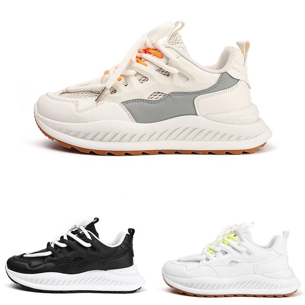 Homens tênis de corrida conforto laço-up resistente ao desgaste anti-deslizamento preto creme-cor branco sapatos masculinos formadores tênis esportivos gai