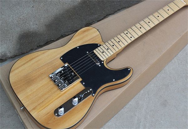 Özel Dükkan Ash Vücut Doğal Ahşap Burlywood Elektro Gitar Dot Kakmı Akçaağaç Kara Pickguard 6 Dize Ücretsiz Kargo