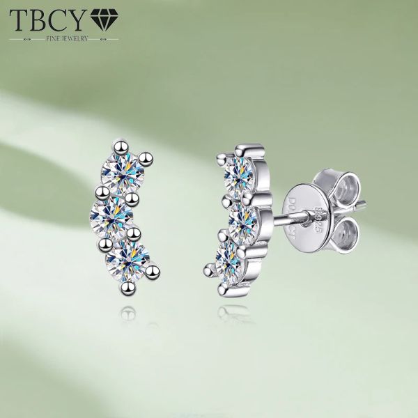 Orecchini TBCYD 1.2cttw D Colore Moissanite Smile Orecchino a bottone per le donne GRA Certificato 925 Sterling Silver Diamond Ear Studs Gioielli di lusso