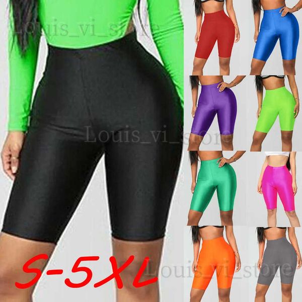 Shorts femininos S-5XL tamanho grande moda shorts mulheres calças de bicicleta elástica cintura alta sem costura leggings fitness calças esportivas push up collants t240222