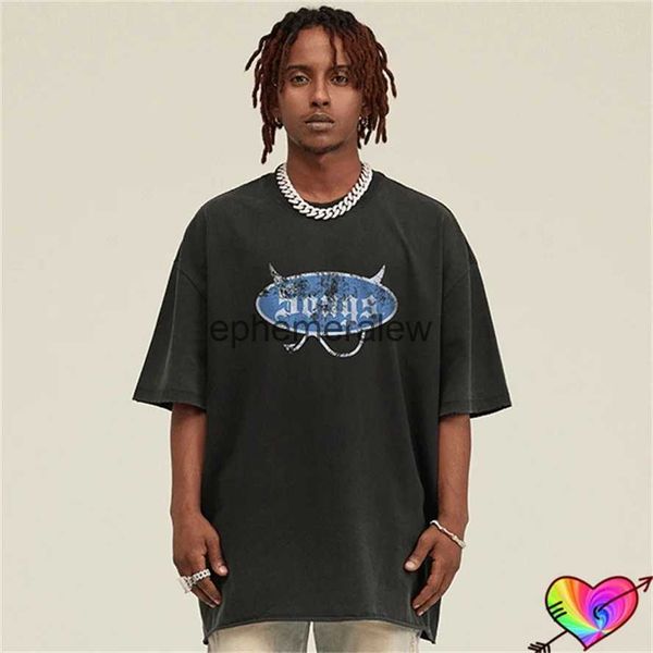 Erkek Tişörtler 2024SS Vintage Black Saint Michael Şarkılar Tee Erkek Kadınlar Retro Baskı Aziz Michael T-Shirts Albüm Üstleri Büyük Boy Kısa Sleeveh24222