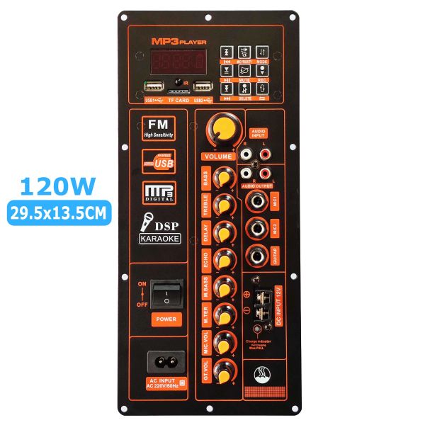 Lautsprecher 12V/220V Steuerung Digitale Bluetooth 120W Verstärkerplatine für 812-Zoll-Lautsprecherpanel mit Mikrofongitarre im Heimkino-DIY