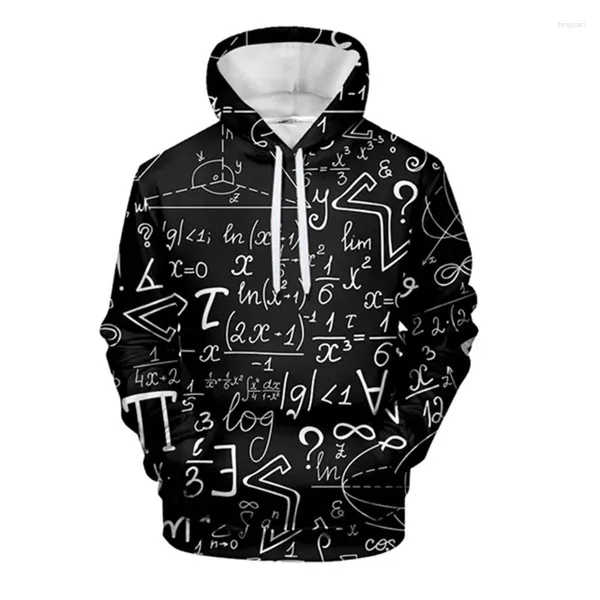 Hoodies masculinos ciência fórmula matemática 3d impressão homens mangas compridas estudantes pulôver dos desenhos animados hoodie streetwear outono crianças camisolas