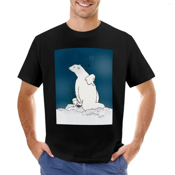 Canotte da uomo T-shirt con mamma e cuccioli di orso polare, maglietta semplice da uomo