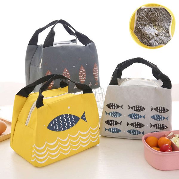 Tragbare Lunch-Taschen für Damen, Handtaschen, Cartoon-Picknick-Taschen, isolierte Thermo-Lunchbox, Beutel für Kinder, Schule, Lebensmittel-Aufbewahrungstasche