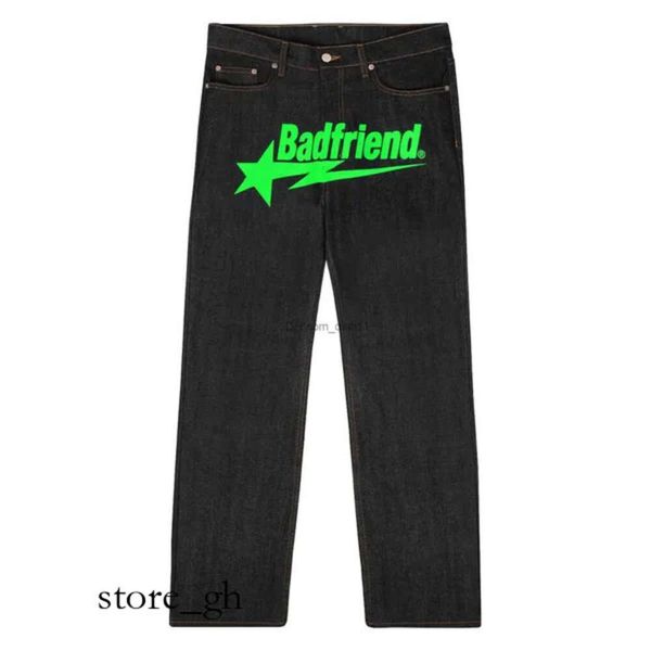 Jeans da uomo Y2k Jeans Baggy Hiphop Bad Friend Lettera stampata Pantaloni larghi 2023 Nuovo Harajuku Moda Punk Rock Pantaloni Streetwear Jeans a gamba larga 92