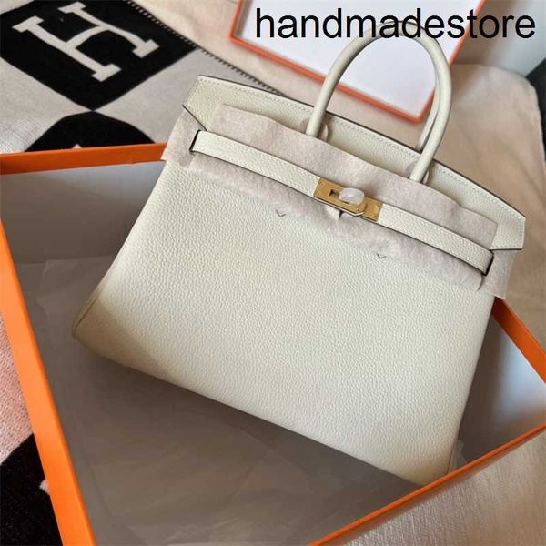 Handgenähte Designer-Tasche Honey Wax Thread Home Togo Kalbsleder Milkshake Weißes Leder Damen-Handtasche mit Schnalle 4ZK1