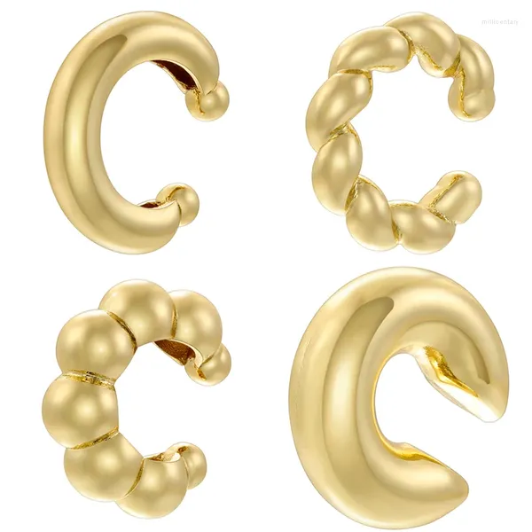 Zurück Ohrringe ZHUKOU 4 Stile Gold Farbe Glänzend Ohr Manschetten C Form Twisted Clips Messing Überzogene Retention Schmuck Großhandel VE1152