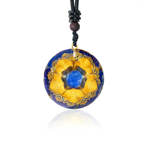 Ожерелья с подвесками, целебная энергия оргонита, лазурит с цветком лотоса, ожерелье, камень духовного баланса для защиты