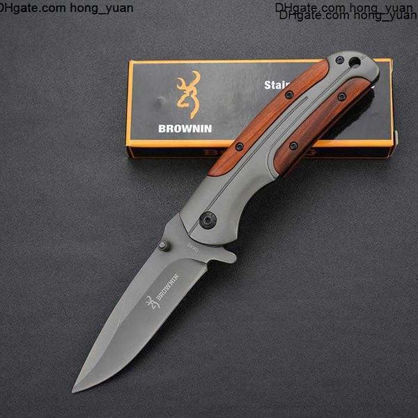 Складной нож Brownin DA43, лезвие 3Cr13, ручка из палисандра, титановые тактические ножи, инструмент для кемпинга, быстро открывающийся охотничий нож, нож для выживания HW22
