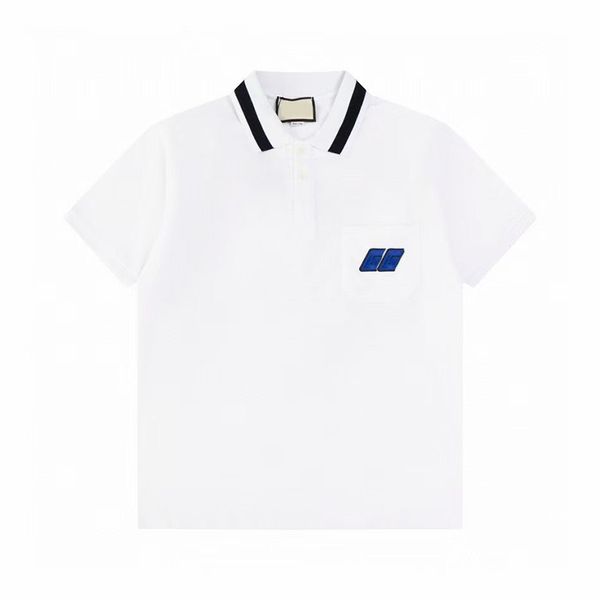 2024 Nuovo adesivo con logo polo bianco designer GG scollo a righe di colore a contrasto sul retro stampa da sci in cotone ad alta trama