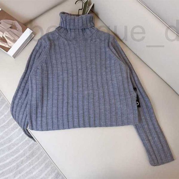 Damenpullover der Designermarke Early Spring New Guc Loose and Lazy Side Chess Card Customized Weaving Vertical Stripe High Neck Pullover Wool Top BZ3C