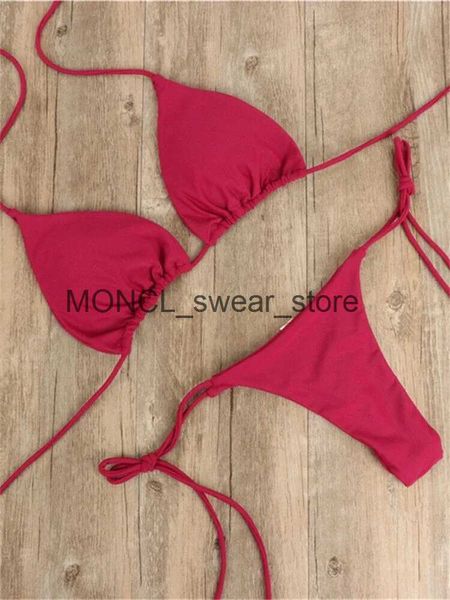 Mulheres Swimwear Biquíni Cor Sólida Conjuntos de Biquínis Mulheres Preto Branco Halter Push Up Micro Maiô Brasileiro Corte Out Banheira Terno ThongH24222