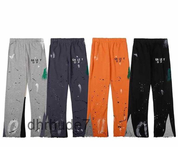 Mens Jeans Calças Galerias Sweatpants Dept Speckled Carta Imprimir Mulheres Casal Solto Versátil Casual Reto Graffiti Laranja Cinza Qavk