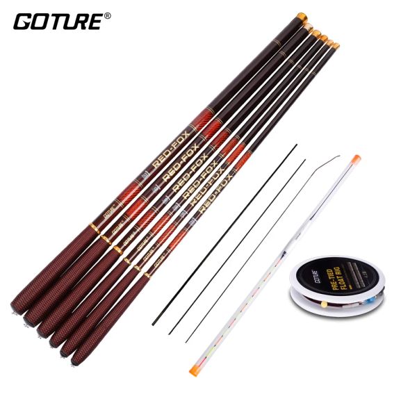 Удилища Goture Rod Combo Телескопическая удочка 3,0 м 7,2 м Углеродное волокно 2/83/7 Мощная удочка + рыболовный поплавок Запасные снасти Topthree Tips