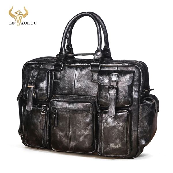 Rucksack aus echtem, weichem Echtleder, Büro-Aktentasche für Herren, Herren, Business, 15,6 Zoll, Computer-Laptop-Tasche, Attache Messenger Bag, Portfolio 3061