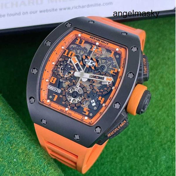 RM Chronograph Neueste Armbanduhr Automatische Armbanduhr RMwatches Rm011 Orange Storm Black Ceramic Limited Edition 30 Stück Herrenmode Freizeit Business Sport