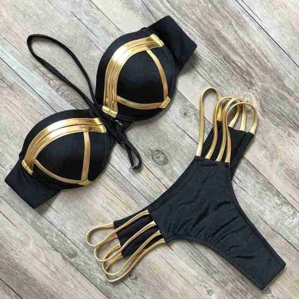 Designer Womens Swimwear Designer Gold Stamping Bikini Meninas Mulheres Set Sexy Acolchoado Mulheres Swimsuit Push Up Bandeau Swimwear Verão Beachwear Brasil Banheira Terno SX