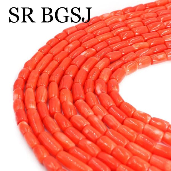 Perlen 67x1114mm natürliche Trommelspalte Orange Koralle Lose Abstandshalter Perlen für Schmuck Herstellung von DIY -Armband -Ohrringen Accessoires 15 '' ''