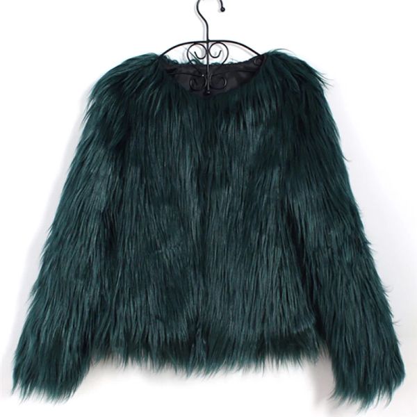 Pelz Furry Pelzmantel Frauen Flauschige Warme Langarm Oberbekleidung Herbst Winter Mantel Jacke Haarigen Kragenlosen Mantel Plus Größe 3XL