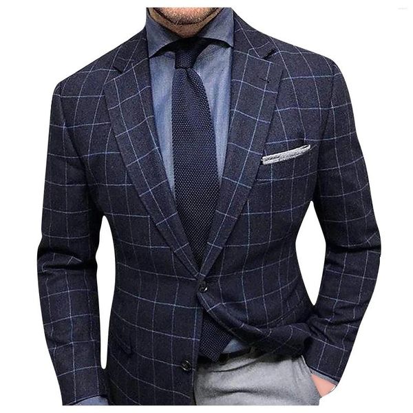 Ternos masculinos casuais xadrez terno jaquetas primavera negócios auto-cultivo vestido de casamento festa casaco simples estilo all-match