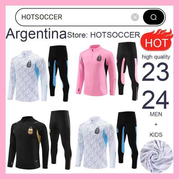3 stelle Argentina Tracksuit Soccer Maglie 2023-2024 camicie da calcio giacca da calcio Messis di Maria Dybala de Paul Maradona Men Kidsuits Kit di addestramento