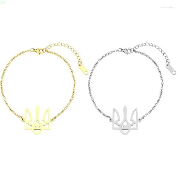 Charme Pulseiras Ucrânia Nacional-Emblema País Pulseira Jóias Aço Inoxidável Ucraniano Pulseira Mão Cadeia Para Mulheres Homens NM