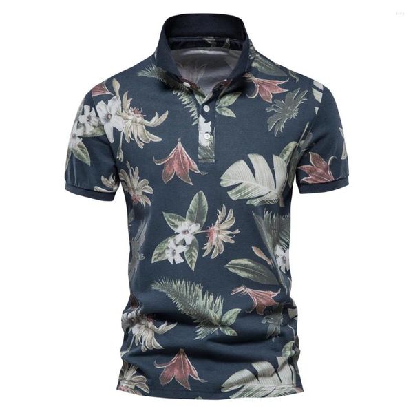 Polos masculinos de algodão havaiano estilo polo camisas para homens manga curta qualidade ropa casual social t roupas de verão