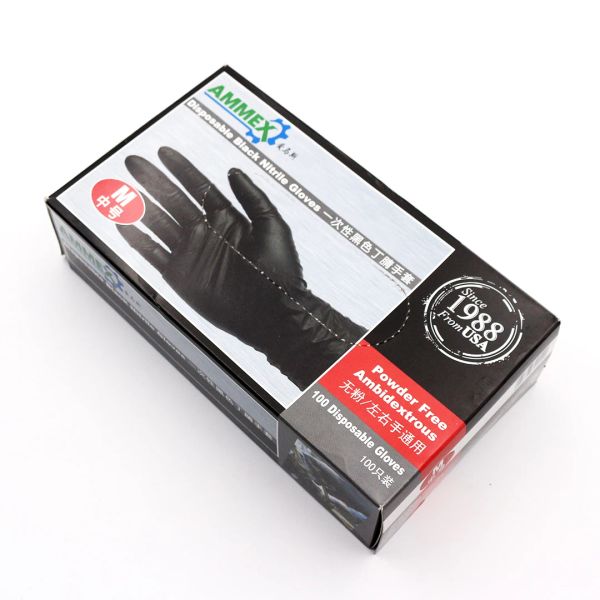 Blade Ammex 100 Stück/Box, schwarze Einweg-Latexhandschuhe, Gartenhandschuhe für die Reinigung zu Hause, Gummi, Gastronomie, Lebensmittelhandschuhe, Tattoo-Handschuhe