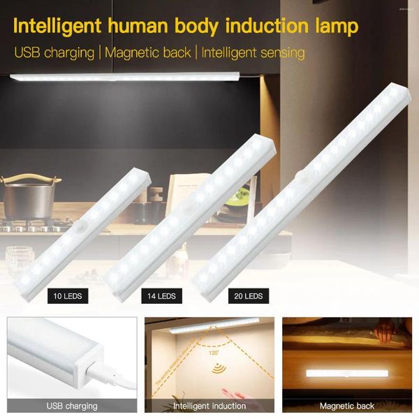 Gece Işıkları 10/14/20 LEDS Homelife LED hareket sensörü Dolap Dolap İnsan İndüksiyon Işık Bar Mutfak Okuma Lambası