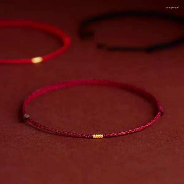 Braccialetti con ciondoli Moda Perline color oro fatte a mano Corda rossa Braccialetti fortunati Lunghezza Regola cerchio per donne Uomini Regalo per amanti