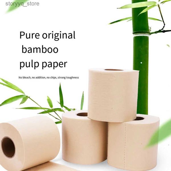 Caixas de tecido guardanapos 6 rolos de papel pacote inteiro casa comercial papel higiênico polpa de bambu polpa crua espessada 4 camadas de toalhas de papel Q240222