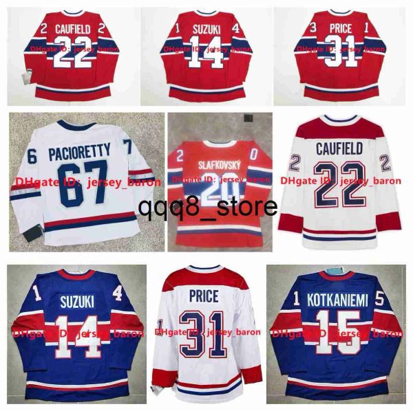 Qqq8 Maglia da hockey Cole Caufield Jur Slafkovsky Canadiens Sean Monahan Nick Suzuki Carey Price Josh Anderson Brendan Gallagher Kirby Dach Jonathan Drouin Hoffma