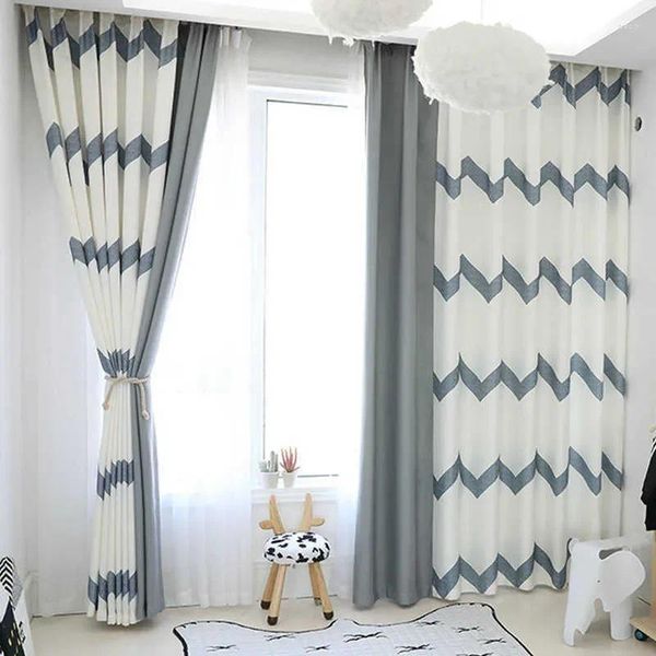 Vorhang, modern, schlicht, weiß, verdunkelnd, grau gestreift, Schattierungsvorhänge für Schlafzimmer, Wohnzimmer, Esszimmer