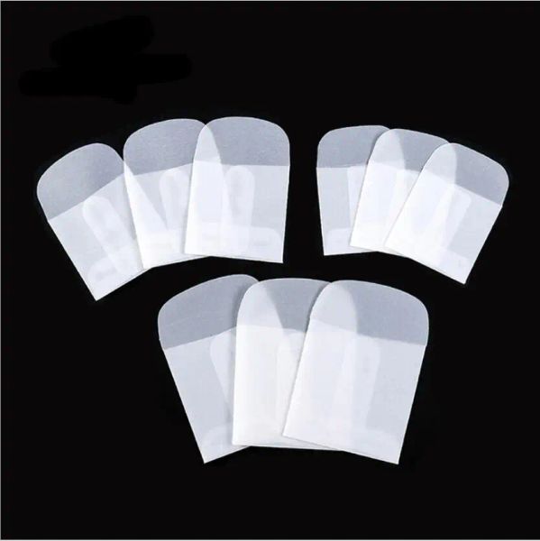 Ringe 100pcs Durchscheinende Papierhülle Tasche Mini Weiß Schwefelsäure Papierumschlag für Hang -Tag Ring Schmuckfotos Paket