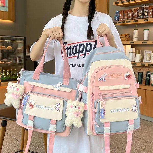 Borse da scuola Zaino da donna moda estiva Borsa di grande capacità per ragazze adolescenti Borsa a tracolla impermeabile in nylon con tendenza