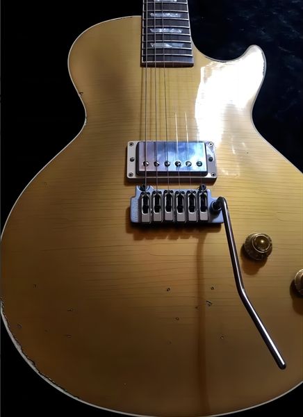 Joe Perry Gold Rush Axcess Yaşlı Kalıntı Antika Goldtop Elektrikli Gitar Kore Tremolo Köprüsü Single Humbucker Carvedaxcess Boyun 369