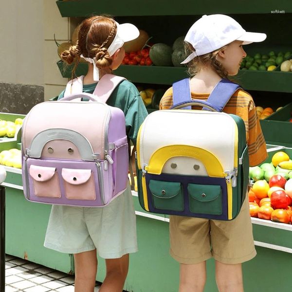 Mochila crianças estudantes da escola primária mochilas grande capacidade mochila para crianças meninas meninos jardim de infância bonito arco saco bookbag