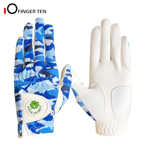 Luvas azuis Camouflage Design Luvas de golfe homens com marcador de bola Cool todo o tempo Grip esquerdo para a mão esquerda Size S M L XL