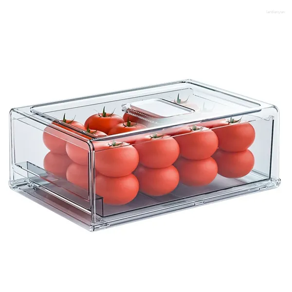 Piatti in plastica impilabili da cucina dispensa armadio frigorifero congelatore scatola di immagazzinaggio con coperchio organizzazione per frutta /