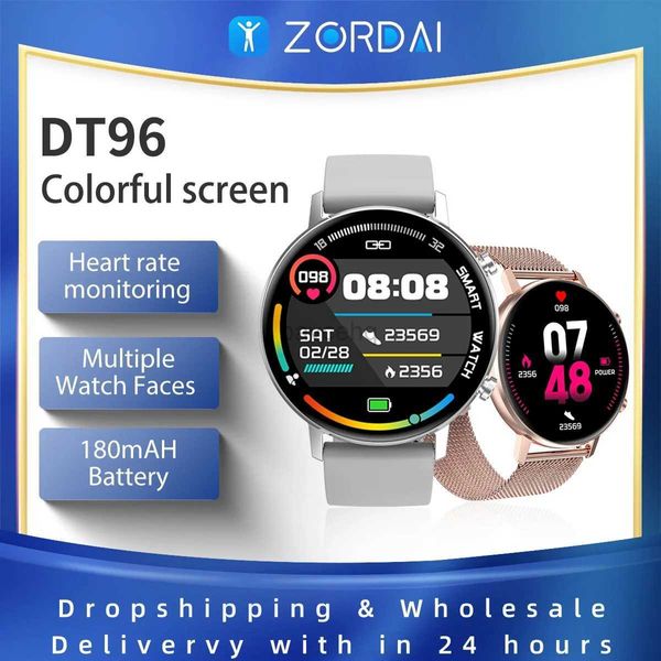 Relógios femininos DT96 Smartwatch com frequência cardíaca à prova d'água Sports Smart Watch para homens e mulheres compatível com Xiaomi Phone fitness tracker 240222
