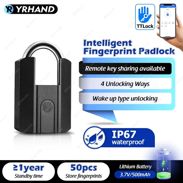 Bloqueio inteligente ip67lock bluetooth app cadeado impressão digital keyless mini saco com aleax google casa porta eletrônica